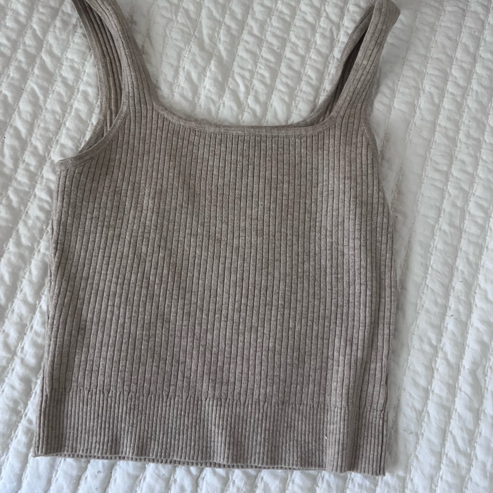 Lucy Paris Ribbed Knit Tank Top - Taupe